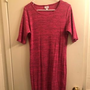 💞Pink and Grey Ribbed Julia LuLaRoe dress, XL💞